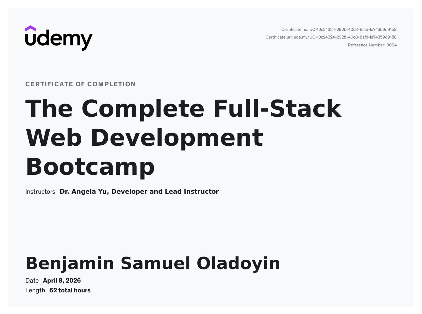 The Complete Full-Stack Web Development Bootcamp